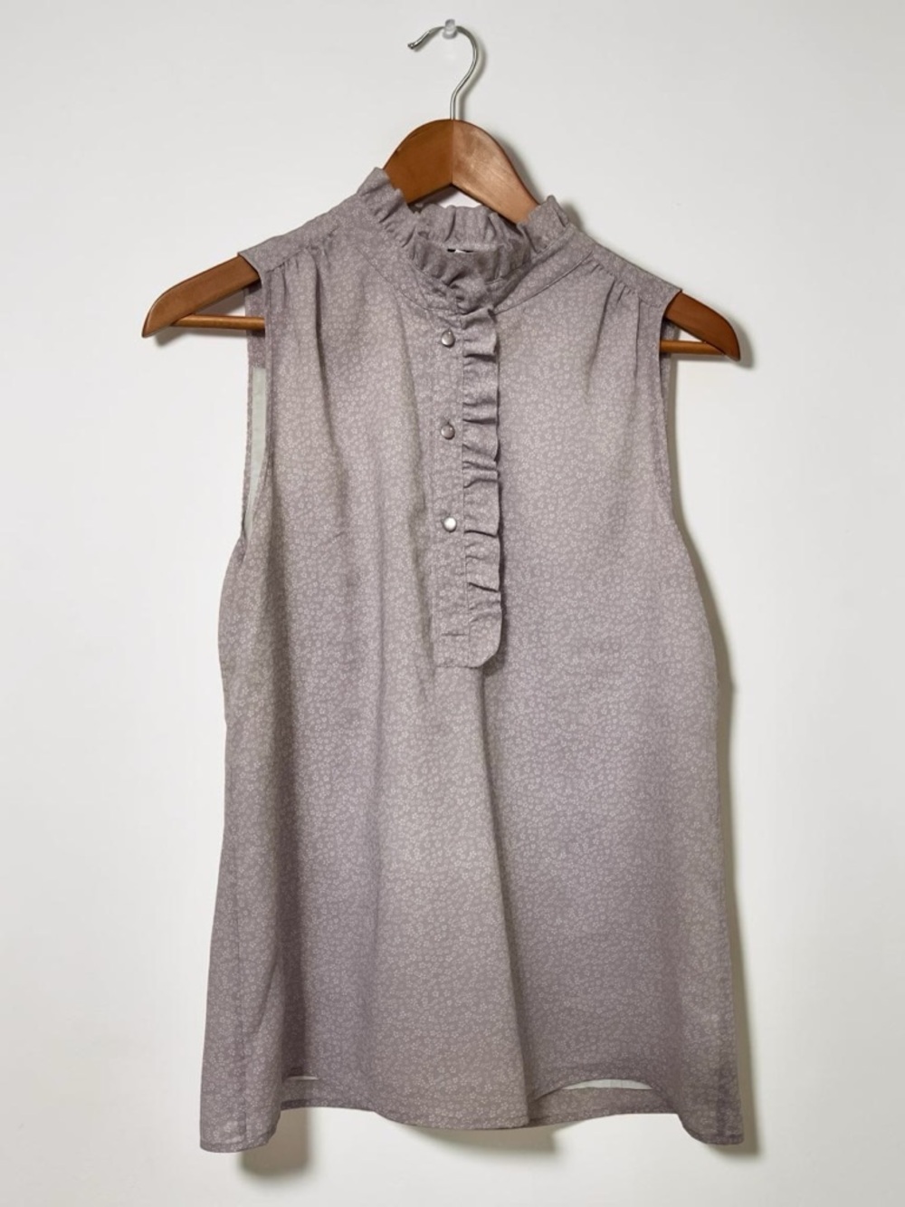 J. Crew Lavender Sleeveless Ruffle Neck Blouse